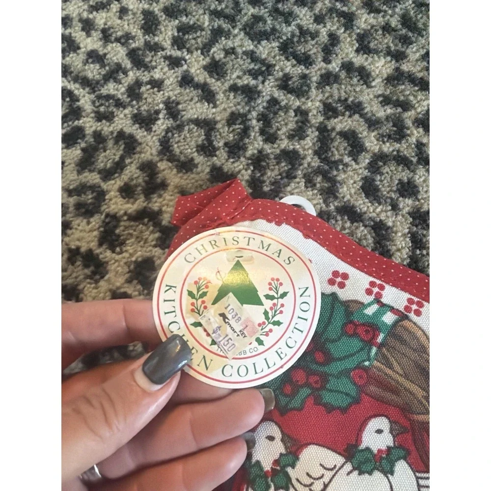 Christmas Pot Holders Lot Hallie St Mary Stocking Dove Wreath 1980s VTG Lot Of 2